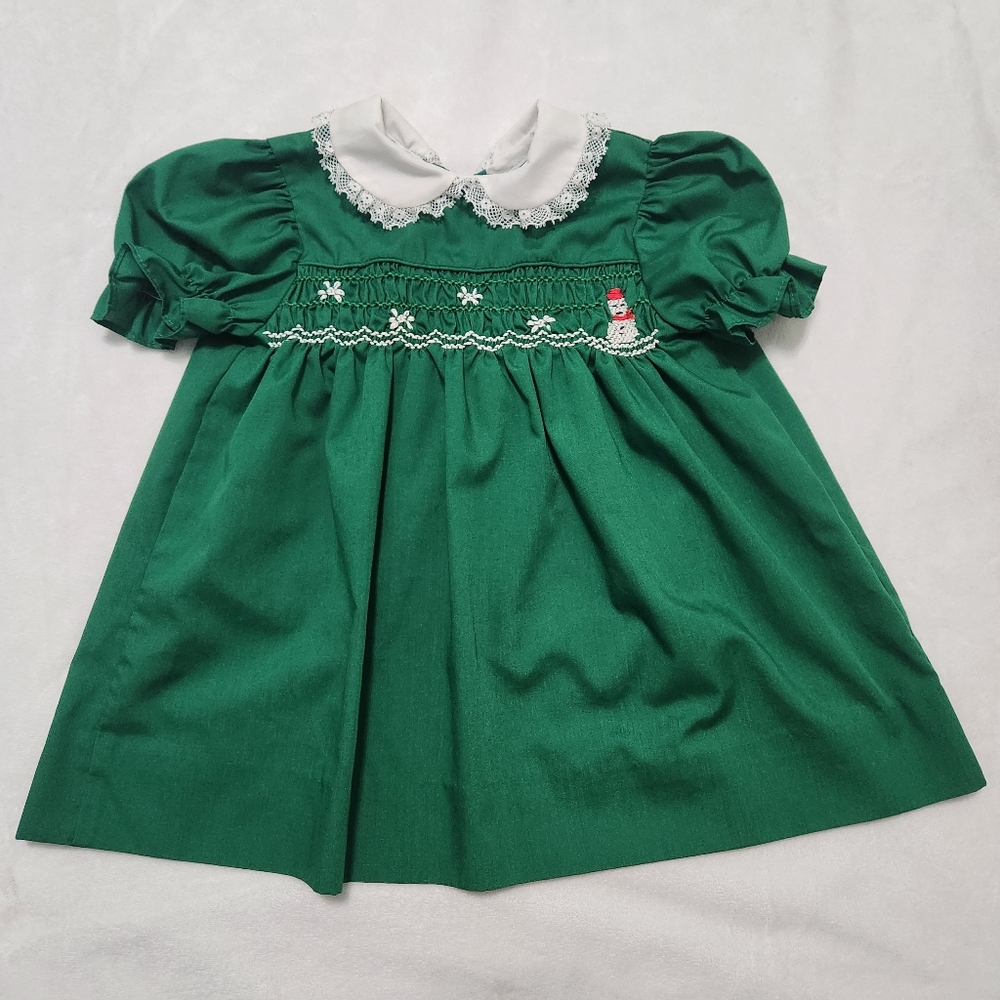 Vintage Polly Flinders Smocked Christmas Dress